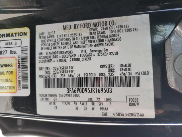 3FA6P0D95JR169503 - 2018 FORD FUSION TITANIUM/PLATINUM BLACK photo 12