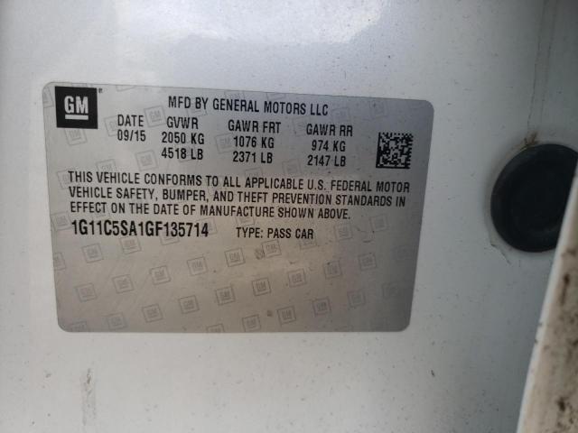 1G11C5SA1GF135714 - 2016 CHEVROLET MALIBU LIM LT Ақ фото 12