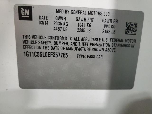 1G11C5SL0EF257785 - 2014 CHEVROLET MALIBU 1LT WHITE photo 12