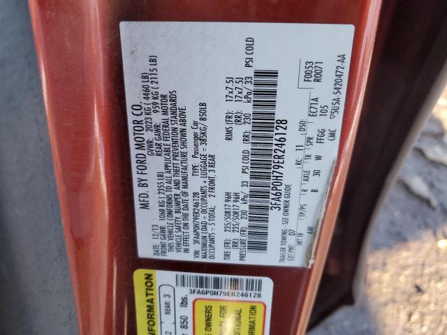 3FA6P0H79ER246128 - 2014 FORD FUSION SE RED photo 12