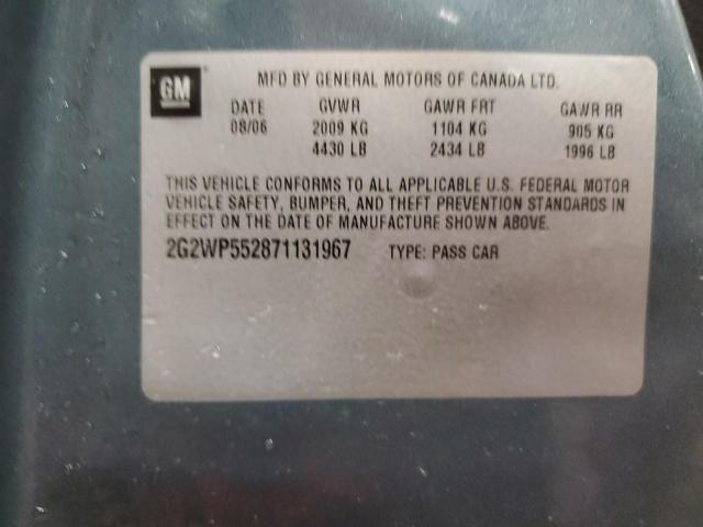 2G2WP552871131967 - 2007 PONTIAC GRAND PRIX BLUE photo 12