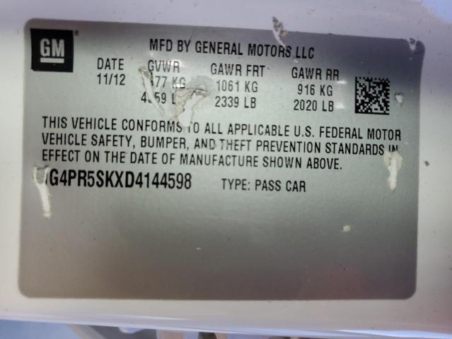 1G4PR5SKXD4144598 - 2013 BUICK VERANO CONVENIENCE WHITE photo 12