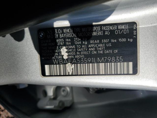 WBAFA53591LM79835 - 2001 BMW X5 3.0I SILVER photo 12