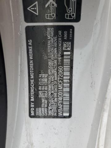 WBAFY4C01MCF72060 - 2021 BMW M850XI WHITE photo 12