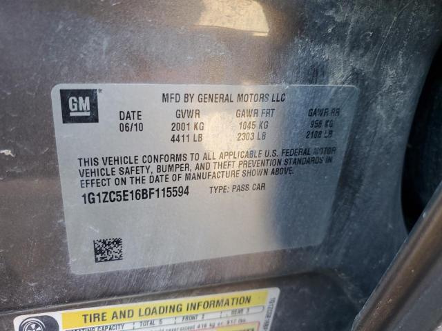 1G1ZC5E16BF115594 - 2011 CHEVROLET MALIBU 1LT SILVER photo 12