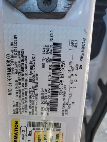 3LN6L5E91HR637959 - 2017 LINCOLN MKZ RESERVE WHITE photo 12