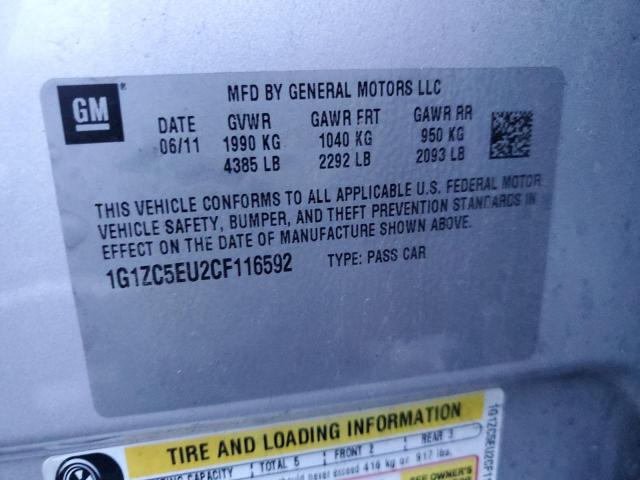 1G1ZC5EU2CF116592 - 2012 CHEVROLET MALIBU 1LT Күміс фото 13