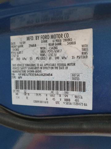 1FMEU7EE9AUA20454 - 2010 FORD EXPLORER EDDIE BAUER BLUE photo 13