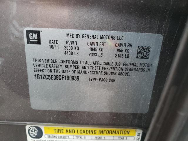 1G1ZC5E08CF180939 - 2012 CHEVROLET MALIBU 1LT 棕色 照片 12