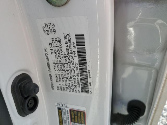 5J6RW2H84LL004707 - 2020 HONDA CR-V EXL WHITE photo 12