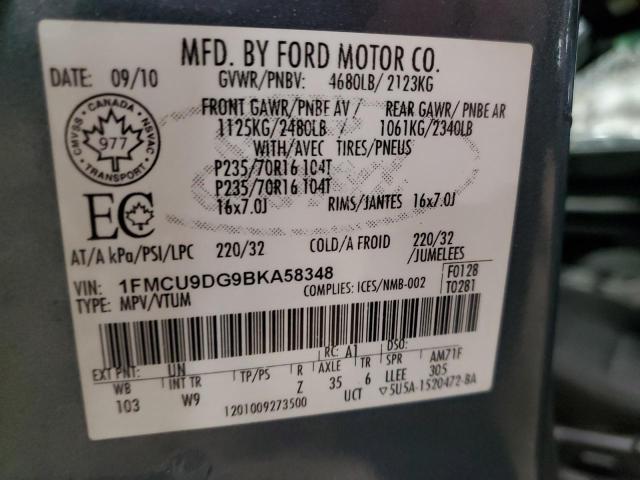 1FMCU9DG9BKA58348 - 2011 FORD ESCAPE XLT BLUE photo 14