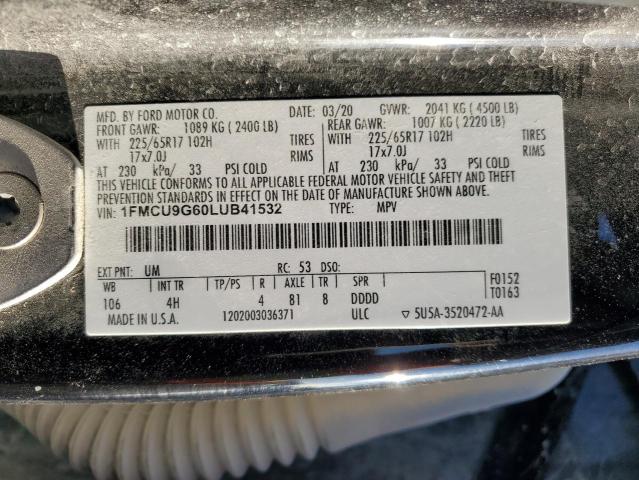 1FMCU9G60LUB41532 - 2020 FORD ESCAPE SE BLACK photo 13