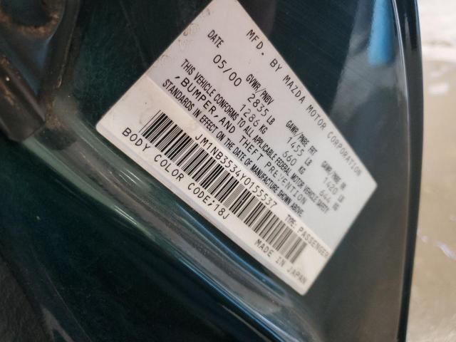 JM1NB3534Y0155537 - 2000 MAZDA MX-5 MIATA BASE GREEN photo 12