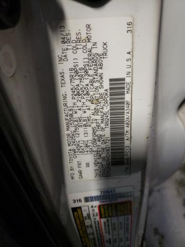 5TFUX4ENXDX021721 - 2013 TOYOTA TACOMA ACCESS CAB თეთრი ფოტო 12