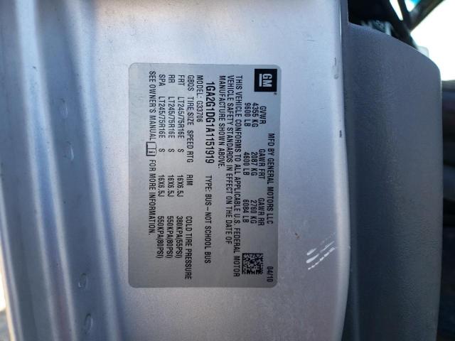 1GA2G1DG1A1151919 - 2010 CHEVROLET EXPRESS G3 LT SILVER photo 12