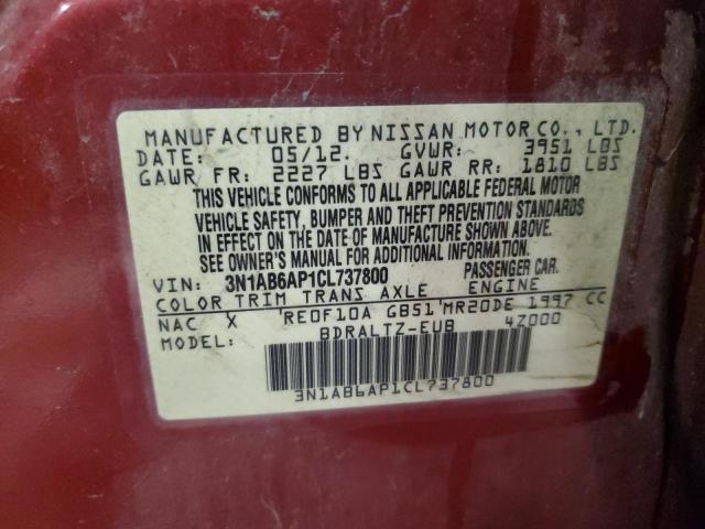 3N1AB6AP1CL737800 - 2012 NISSAN SENTRA 2.0 RED photo 13