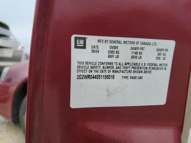 2G2WR544051156016 - 2005 PONTIAC GRAND PRIX GTP Qırmızı foto 12