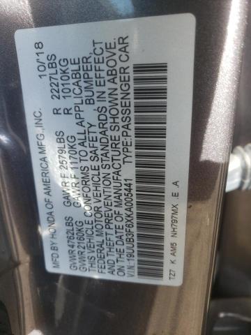 19UUB3F6XKA005441 - 2019 ACURA TLX TECHNOLOGY CHARCOAL photo 12