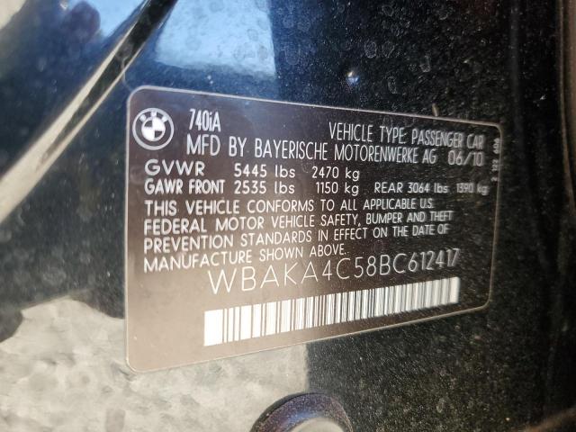 WBAKA4C58BC612417 - 2011 BMW 740 I BLACK photo 12