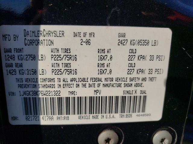 1J4GK38K76W221322 - 2006 JEEP LIBERTY RENEGADE 黑色 照片 12