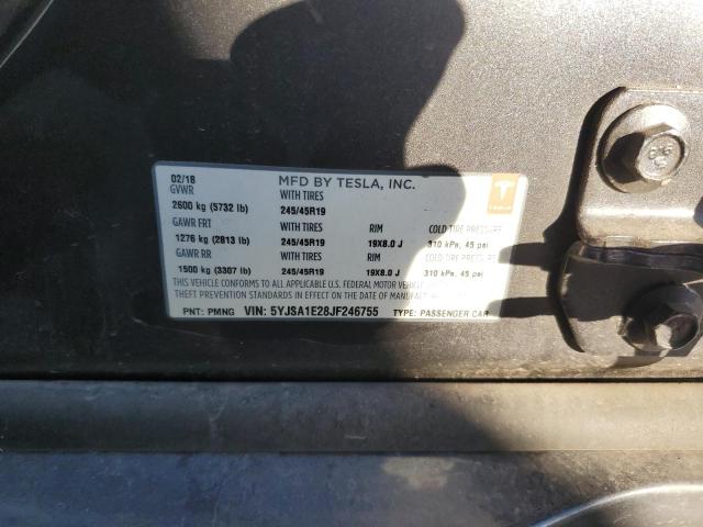 5YJSA1E28JF246755 - 2018 TESLA MODEL S გრაფიტი ფოტო 13
