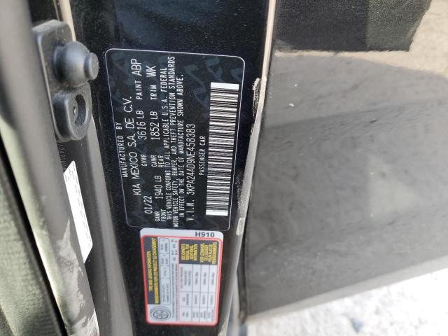 3KPA24AD9NE458383 - 2022 KIA RIO LX BLACK photo 12