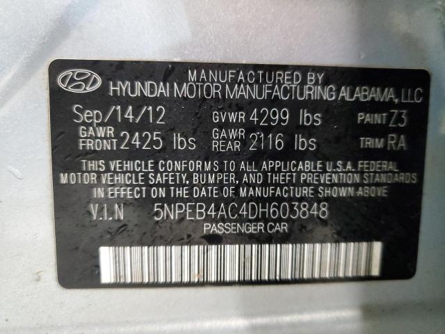 5NPEB4AC4DH603848 - 2013 HYUNDAI SONATA GLS SILVER photo 12