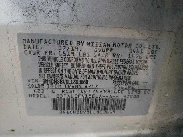 3N1CN8BV8LL803669 - 2020 NISSAN VERSA S SILVER photo 12