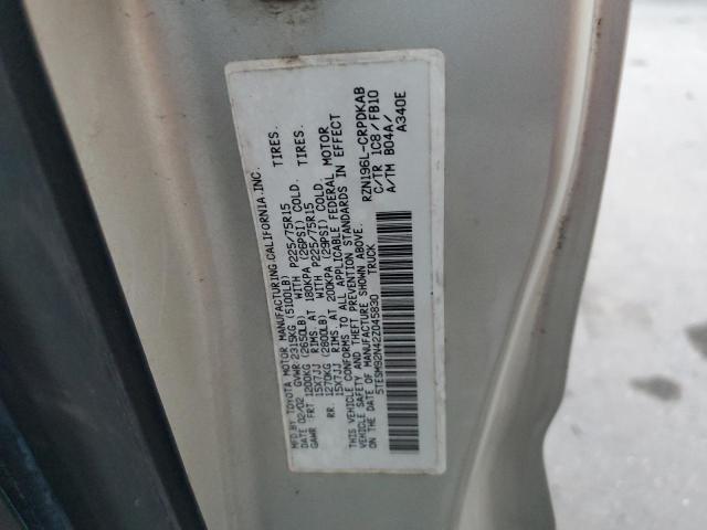 5TESM92N42Z045830 - 2002 TOYOTA TACOMA XTRACAB PRERUNNER ვერცხლისფერი ფოტო 12