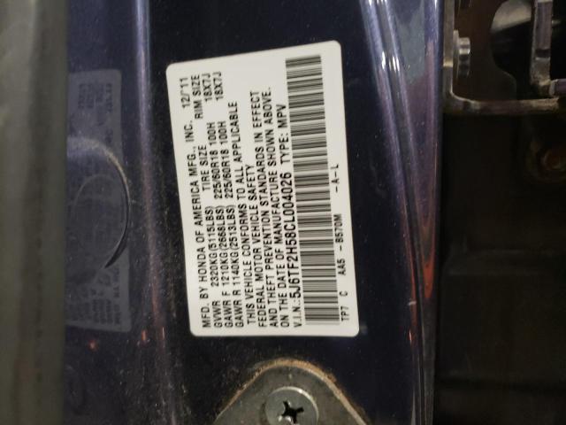 5J6TF2H58CL004026 - 2012 HONDA CROSSTOUR EXL ლურჯი ფოტო 12