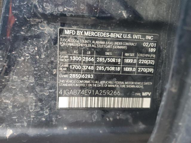 4JGAB74E91A259266 - 2001 MERCEDES-BENZ ML 55 BLUE photo 12