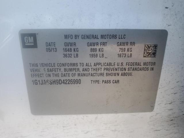 1G1JA6SH9D4226990 - 2013 CHEVROLET SONIC LS 白色 照片 12