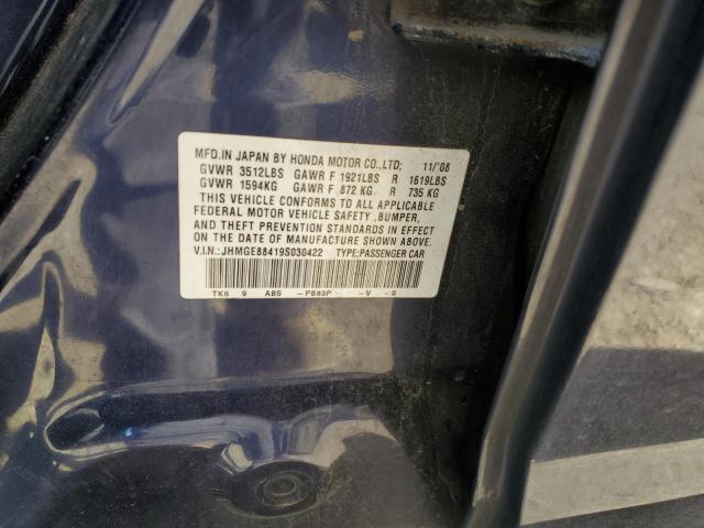 JHMGE88419S030422 - 2009 HONDA FIT SPORT BLUE photo 13