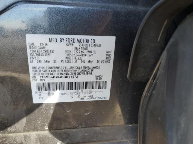 2FMPK4G93HBB31272 - 2017 FORD EDGE SE GRAY photo 13