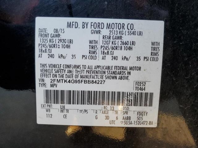 2FMTK4G95FBB84227 - 2015 FORD EDGE SE BLACK photo 13