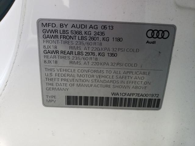 WA1CFAFP7EA001972 - 2014 AUDI Q5 PREMIUM WHITE photo 13