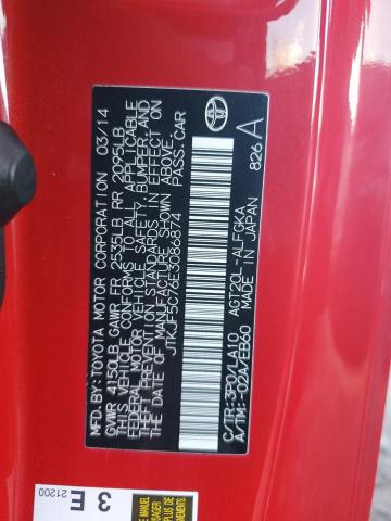 JTKJF5C76E3086874 - 2014 TOYOTA SCION TC 红色 照片 12