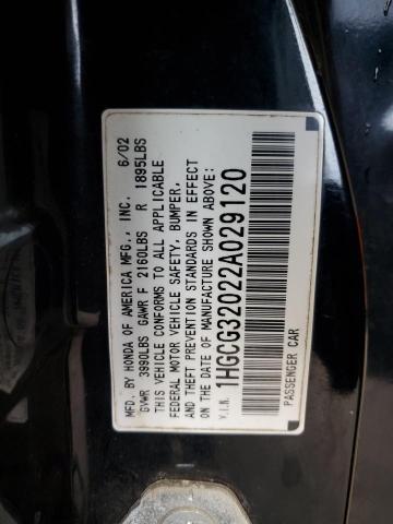 1HGCG32022A029120 - 2002 HONDA ACCORD SE BLACK photo 12