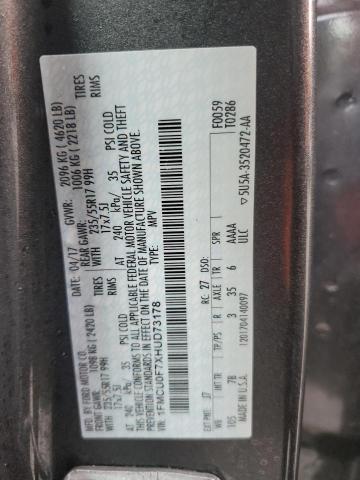 1FMCU0F7XHUD73178 - 2017 FORD ESCAPE S GRAY photo 12