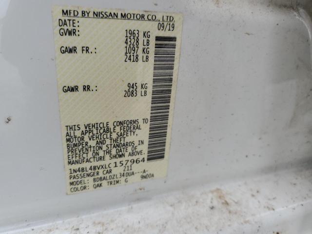 1N4BL4BVXLC157964 - 2020 NISSAN ALTIMA S WHITE photo 13