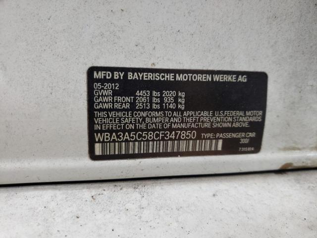 WBA3A5C58CF347850 - 2012 BMW 328 I WHITE photo 12