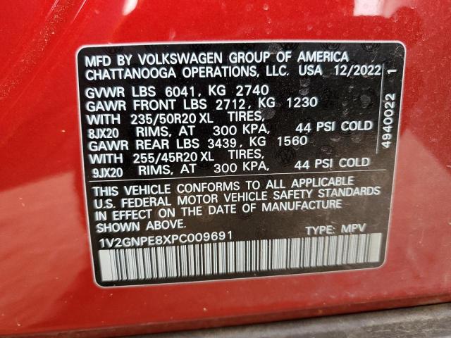 1V2GNPE8XPC009691 - 2023 VOLKSWAGEN ID.4 PRO S RED photo 12