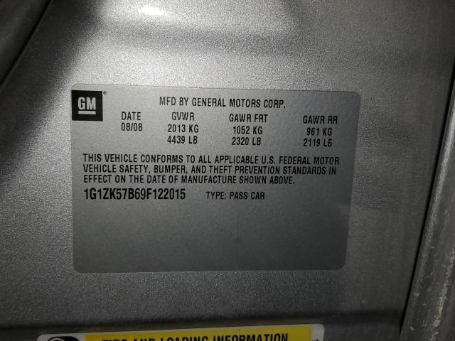 1G1ZK57B69F122015 - 2009 CHEVROLET MALIBU LTZ ვერცხლისფერი ფოტო 12