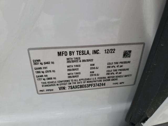 7SAXCBE63PF374244 - 2023 TESLA MODEL X WHITE photo 14