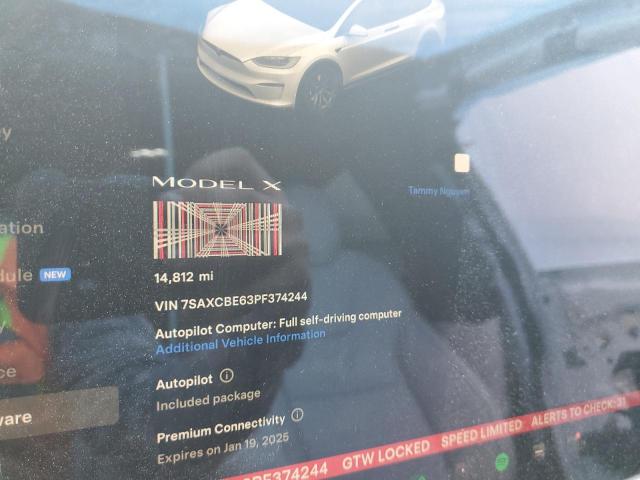 7SAXCBE63PF374244 - 2023 TESLA MODEL X WHITE photo 9