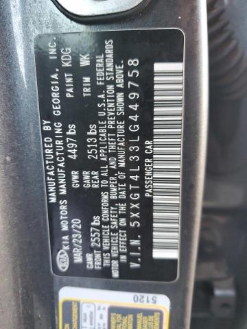 5XXGT4L33LG449758 - 2020 KIA OPTIMA LX GRAY photo 13