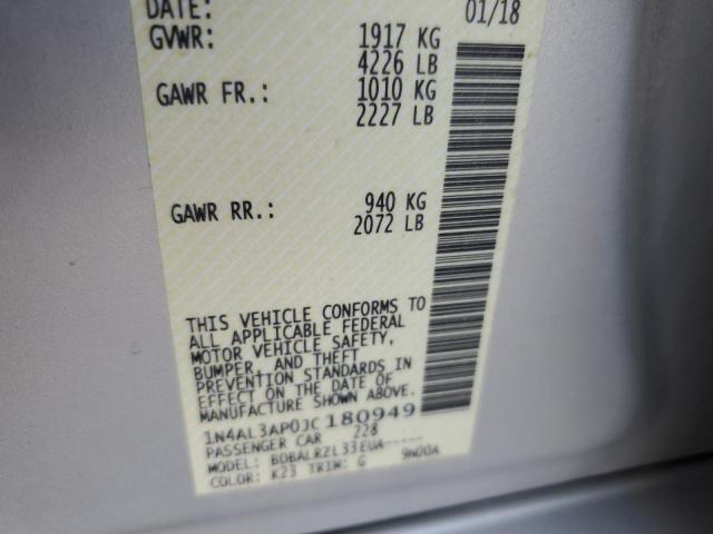 1N4AL3AP0JC180949 - 2018 NISSAN ALTIMA 2.5 SILVER photo 12