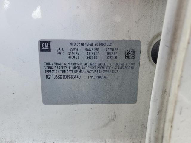1G11J5SX1DF333540 - 2013 CHEVROLET MALIBU LTZ თეთრი ფოტო 12