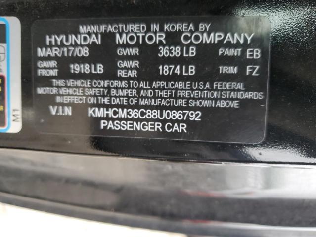 KMHCM36C88U086792 - 2008 HYUNDAI ACCENT GS BLACK photo 12