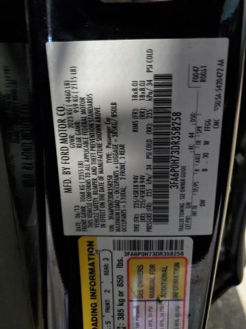 3FA6P0H73DR358258 - 2013 FORD FUSION SE BLACK photo 12